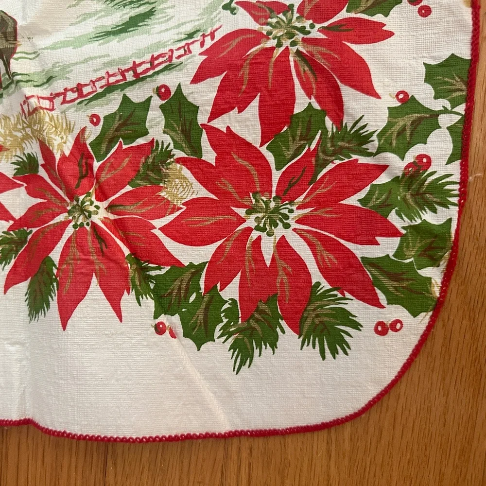 Vintage Festive Holiday Plastic Tablecloth Winter Design